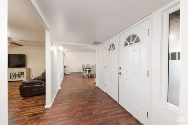 hall featuring dark hardwood / wood-style flooring