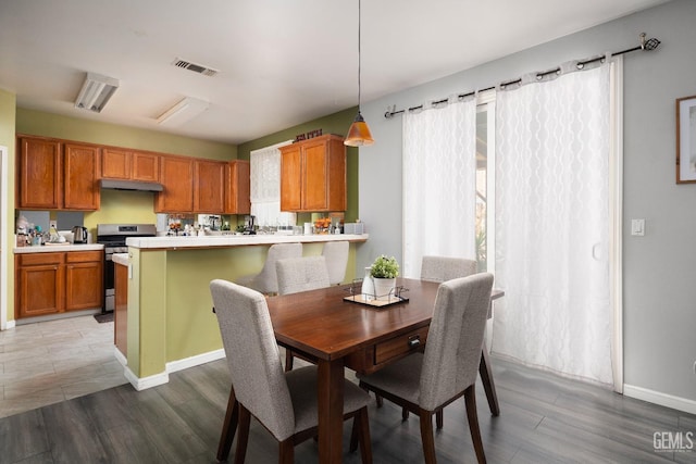 dining space featuring hardwood / wood-style floors