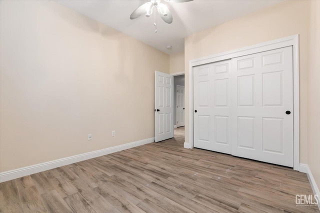 11311 Mezzadro Ave, Bakersfield, CA 93312 - unfurnished bedroom with light wood-style flooring, a closet, and ceiling fan
