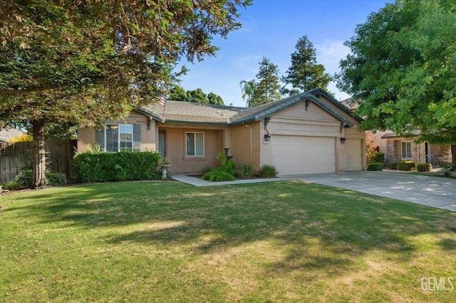 11311 Mezzadro Ave, Bakersfield, CA 93312 - ranch-style home featuring a garage, stucco siding, and concrete driveway