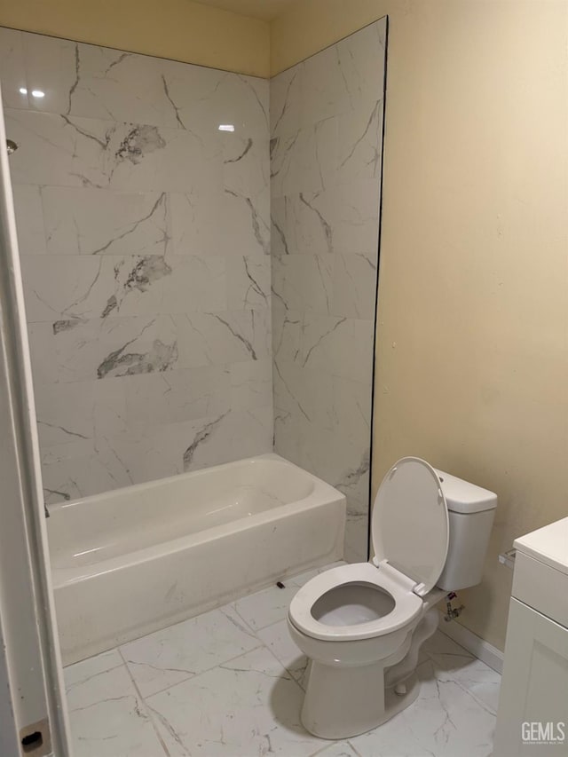 full bathroom with toilet, shower / tub combination, and vanity