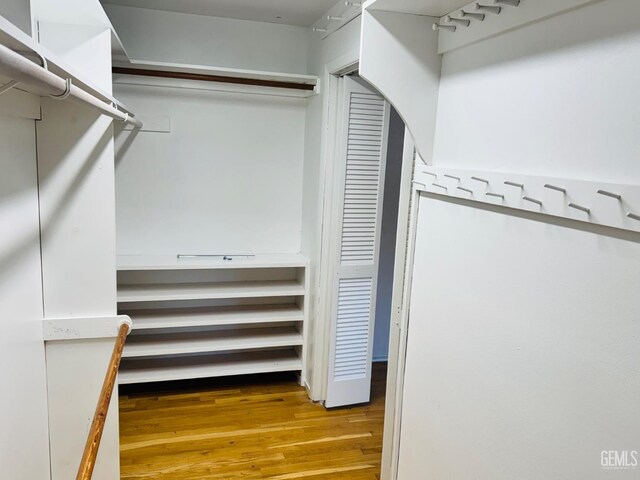 walk in closet featuring wood-type flooring