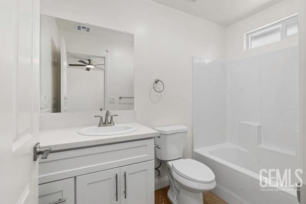 664 Fresno Ave, Shafter, CA 93263 - full bathroom featuring ceiling fan, vanity, and shower / bathtub combination