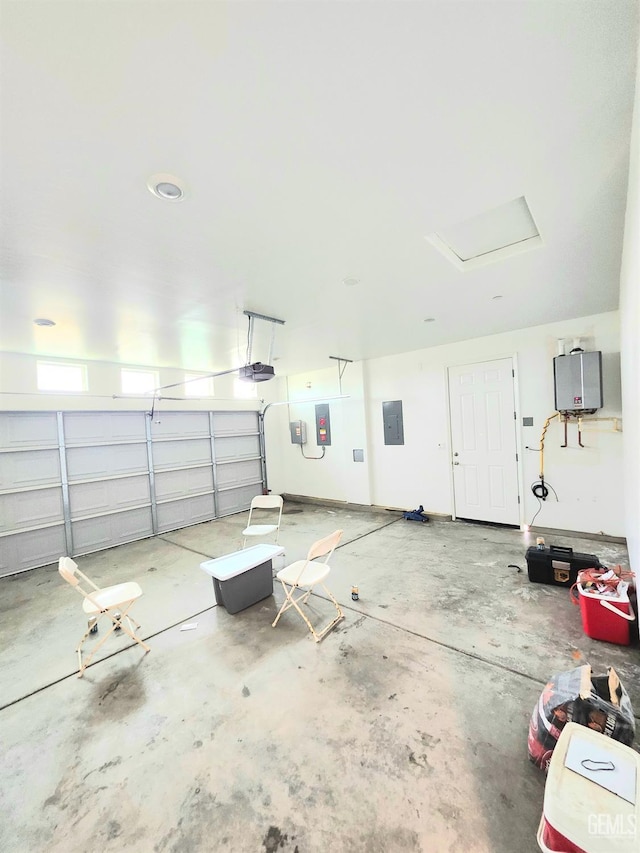 garage featuring a garage door opener and electric panel