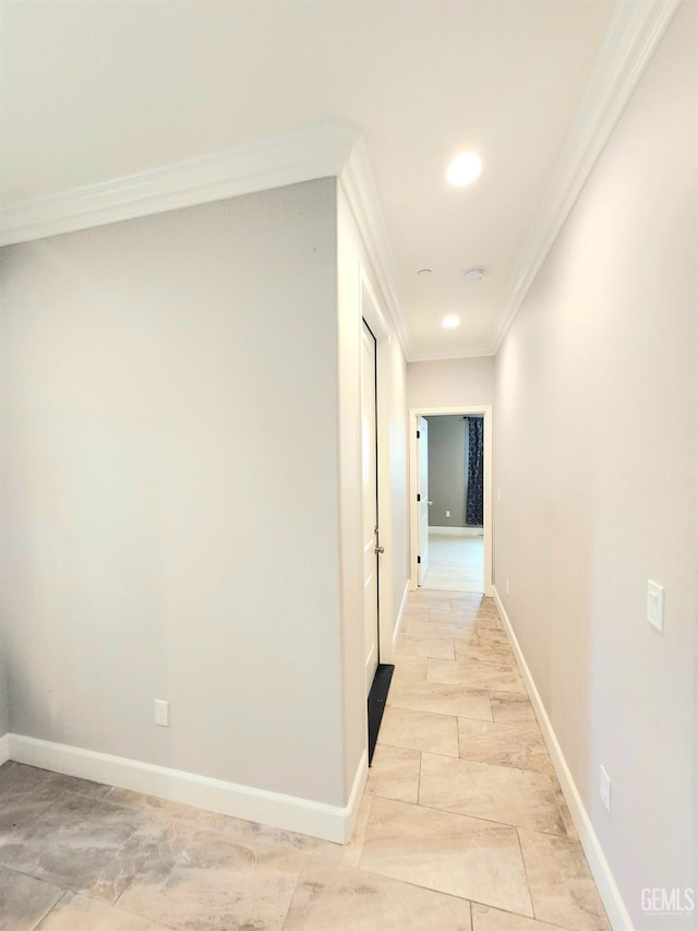 corridor with crown molding