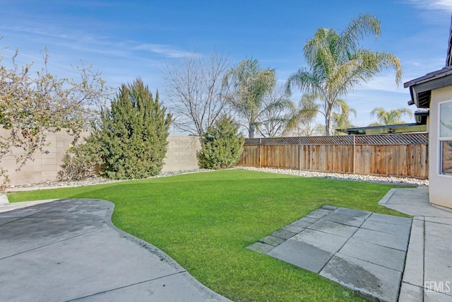 view of yard with a patio area