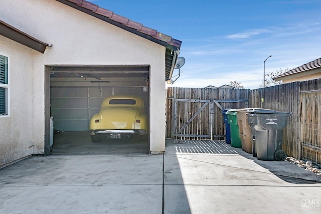 exterior space featuring a garage