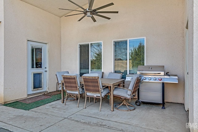 view of patio / terrace featuring grilling area and ceiling fan