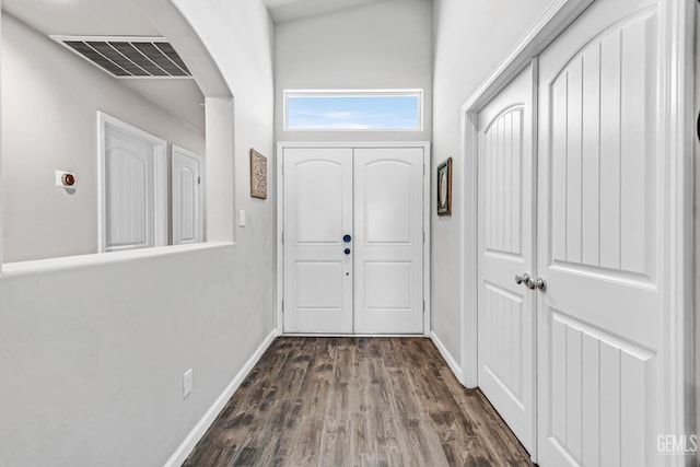 hallway featuring dark hardwood / wood-style floors