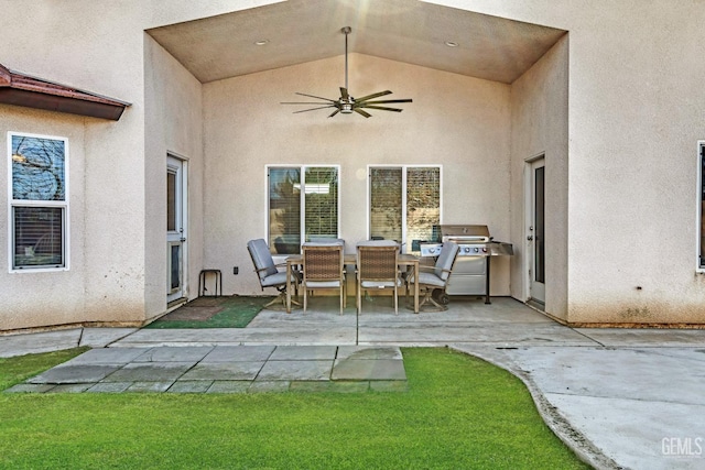 view of patio / terrace with area for grilling and ceiling fan