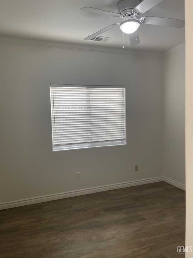 10931 Vista Del Valle Dr, Bakersfield, CA 93311 - unfurnished room featuring crown molding, dark wood finished floors, and ceiling fan