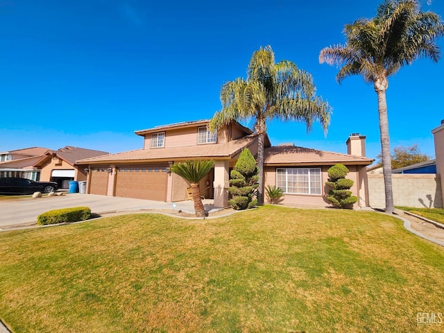 view of front of property featuring a front lawn