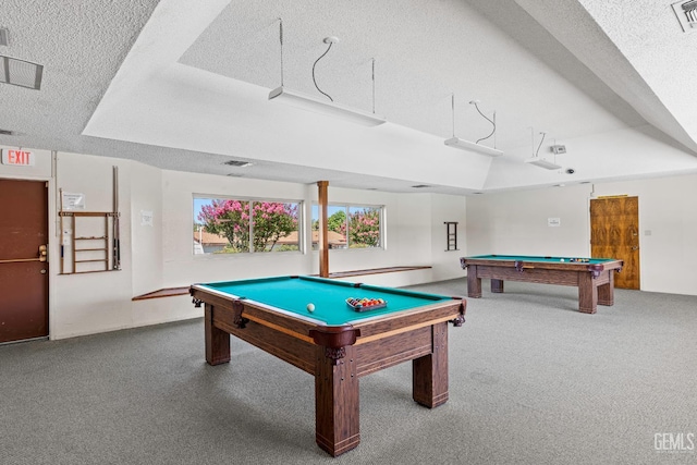 5928 Dyce Way, Bakersfield, CA 93306 - rec room with pool table, carpet, and a textured ceiling