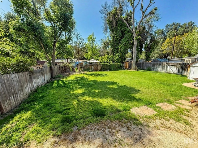 view of yard featuring a fenced backyard