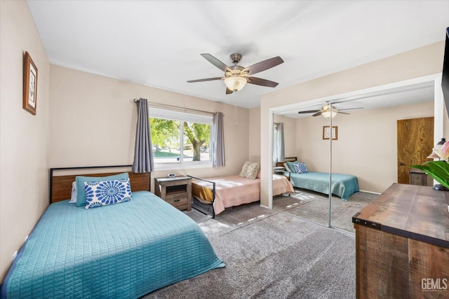 4512 Orrick Ct, Bakersfield, CA 93308 - bedroom with a closet, carpet flooring, and a ceiling fan