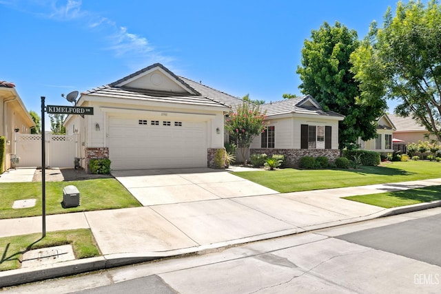 11901 Kimelford Dr, Bakersfield, CA 93312 - ranch-style home featuring an attached garage, a tiled roof, concrete driveway, and brick siding
