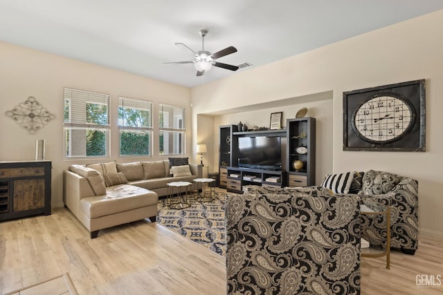 11901 Kimelford Dr, Bakersfield, CA 93312 - living area with a ceiling fan and wood finished floors