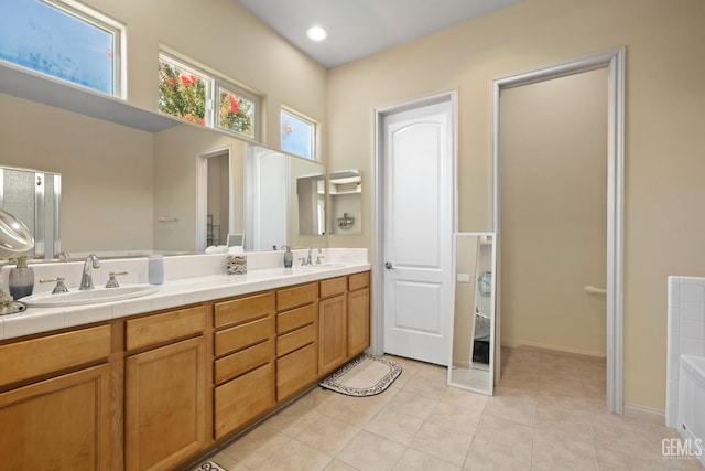 11901 Kimelford Dr, Bakersfield, CA 93312 - bathroom with double vanity and tile patterned floors