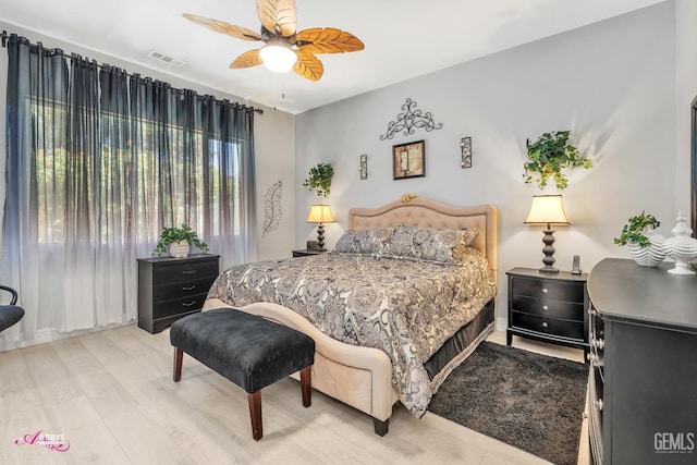 13918 Calico Village Dr, Bakersfield, CA 93306 - bedroom with light wood-style floors and ceiling fan
