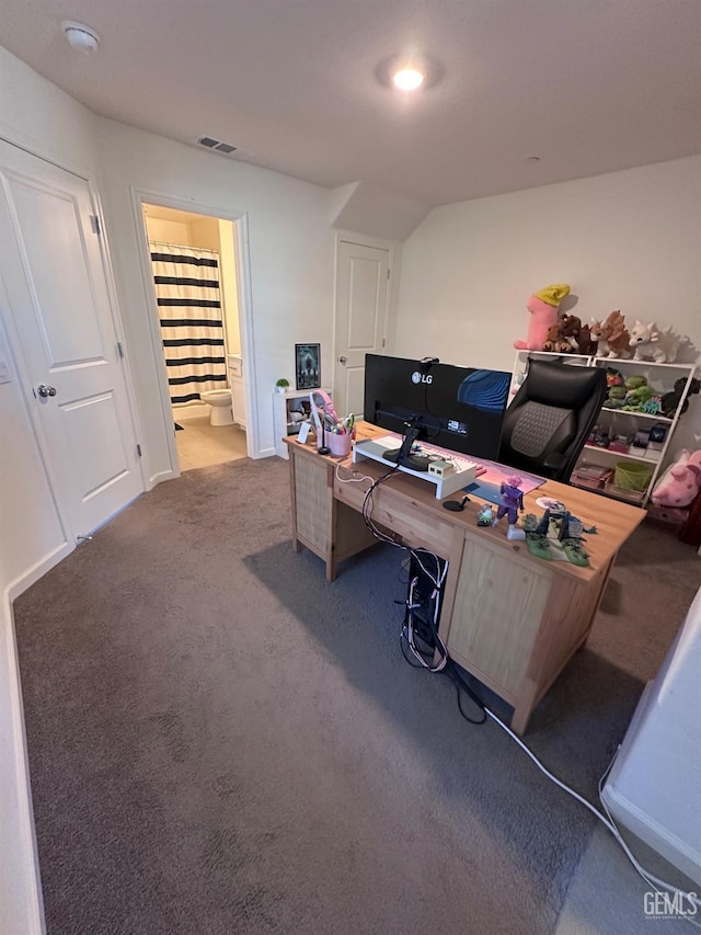 carpeted office featuring visible vents