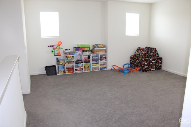 game room featuring carpet floors