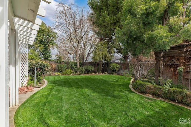 view of yard featuring a fenced backyard