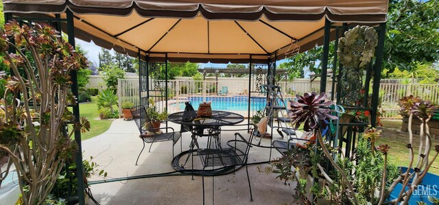 2013 Calle, Los Camichines, Bakersfield, CA 93309 - view of patio / terrace featuring a gazebo and a fenced backyard