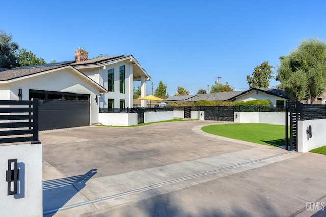 modern home with a front yard