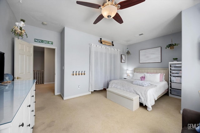 9221 Via Lugano, Bakersfield, CA 93312 - bedroom featuring light carpet, baseboards, and a ceiling fan
