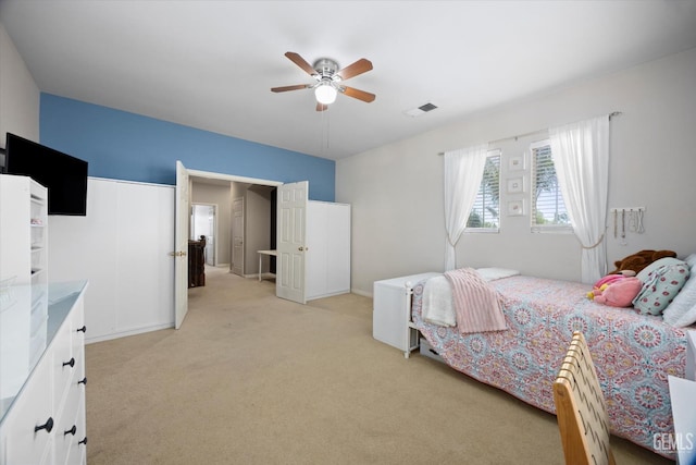 9221 Via Lugano, Bakersfield, CA 93312 - bedroom featuring light colored carpet and a ceiling fan