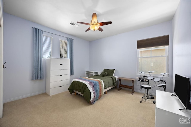 9221 Via Lugano, Bakersfield, CA 93312 - carpeted bedroom with multiple windows, a ceiling fan, and baseboards