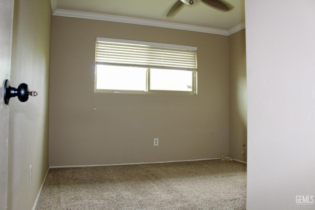 6813 Melones Ct, Bakersfield, CA 93309 - unfurnished room featuring carpet, a ceiling fan, and ornamental molding