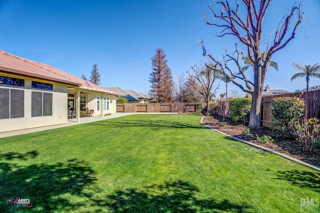 view of yard with a patio area