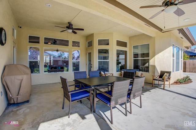 view of patio / terrace featuring ceiling fan