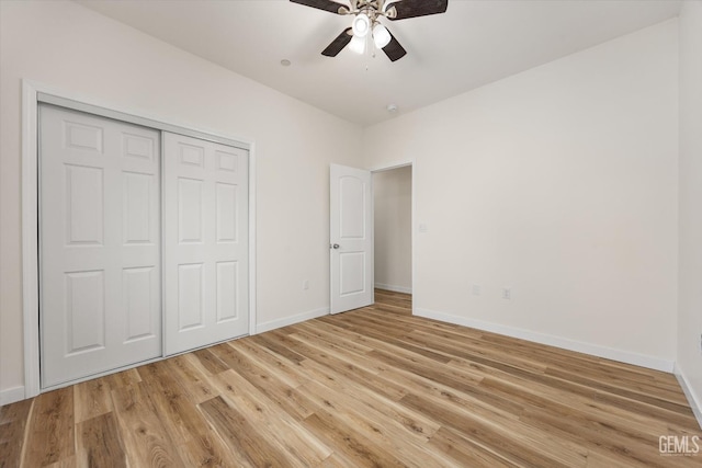 30717 Paseo De Pico, Shafter, CA 93263 - unfurnished bedroom with light wood-type flooring, a closet, and ceiling fan