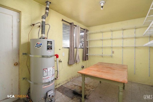 utility room with water heater