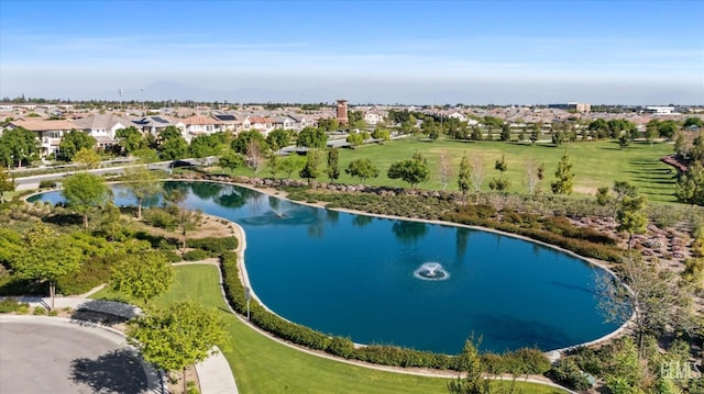 aerial view with a residential view and a water view
