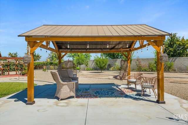 10026 Murfreesboro Dr, Bakersfield, CA 93311 - fenced backyard with a gazebo and a patio area