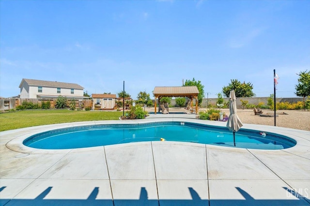 10026 Murfreesboro Dr, Bakersfield, CA 93311 - view of pool with a gazebo, a lawn, and a patio area