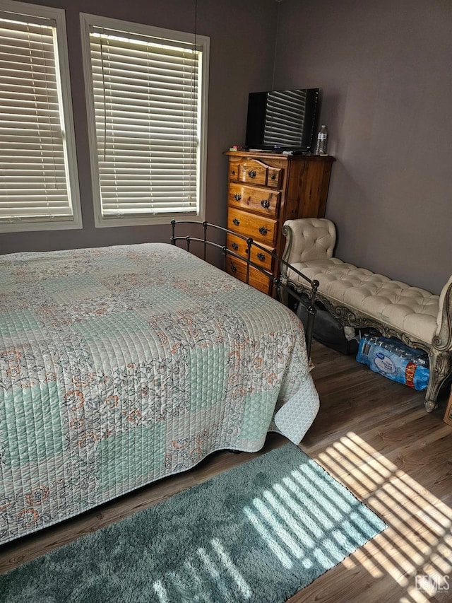 bedroom with hardwood / wood-style flooring