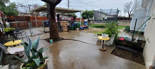 view of patio / terrace with a trampoline