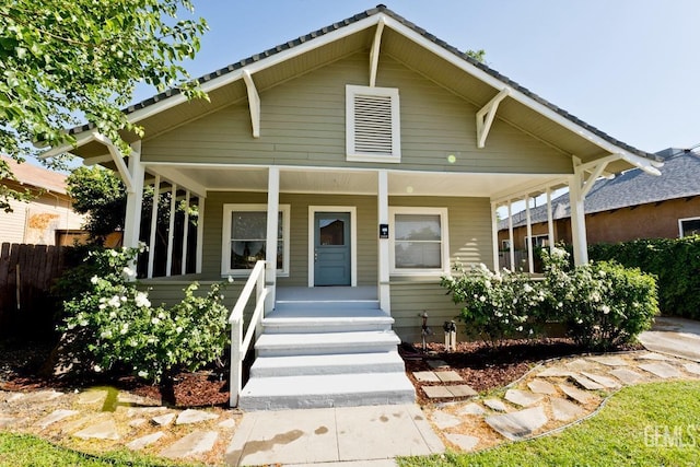 bungalow featuring a porch