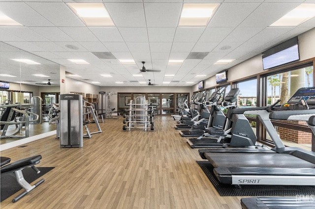 14610 Coyle Cir, Bakersfield, CA 93311 - exercise room featuring light wood-style floors and a drop ceiling