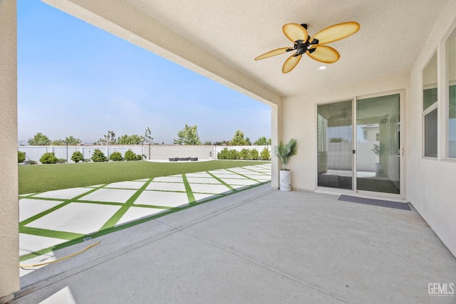 14610 Coyle Cir, Bakersfield, CA 93311 - view of patio / terrace with ceiling fan and a water view