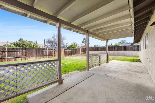 view of patio featuring a fenced backyard