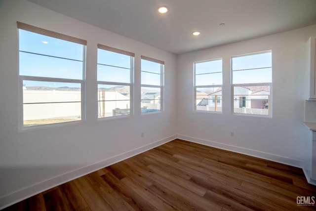 spare room featuring dark hardwood / wood-style flooring