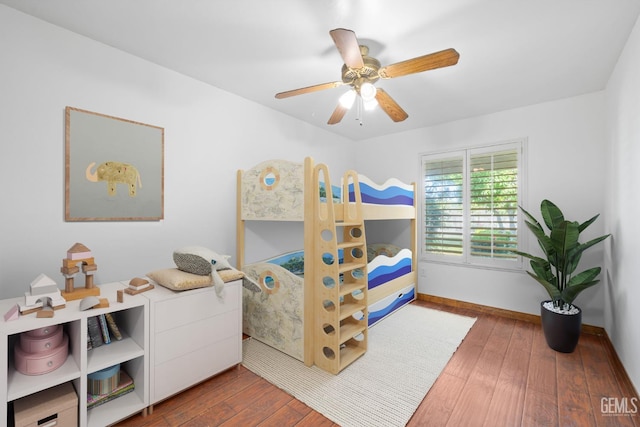 631 Faversham Way, Bakersfield, CA 93311 - bedroom featuring hardwood / wood-style flooring, baseboards, and a ceiling fan