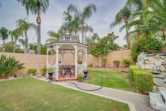 view of yard with a gazebo