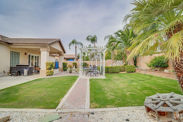 view of yard featuring a pergola and a patio area