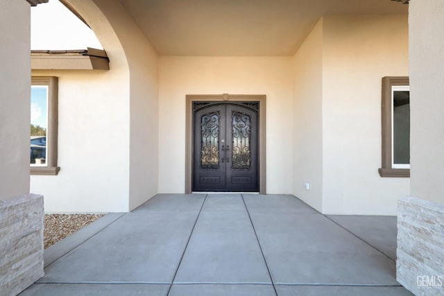 property entrance with french doors